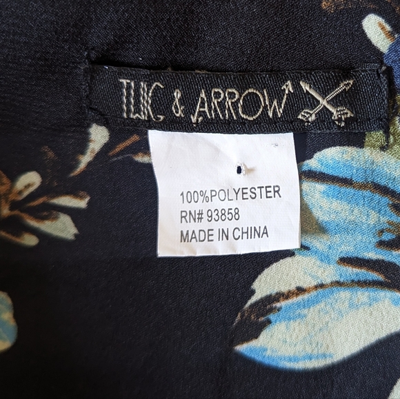 Twig & Arrow Kimono Cardigan One Size Black Floral Open Long Side Slits Flowy - Picture 4 of 5